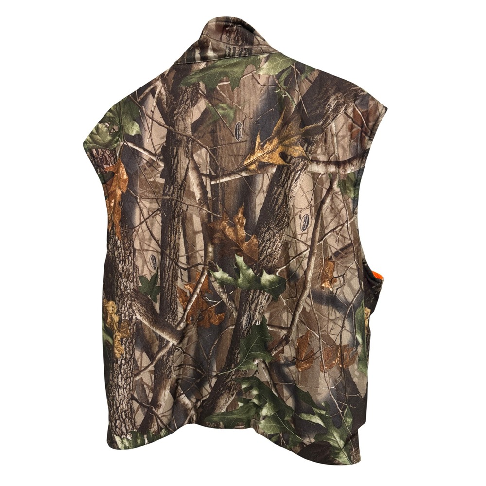 Realtree Reversible Hunting Vest Camo Orange Hardwoods Fleece Zip Up